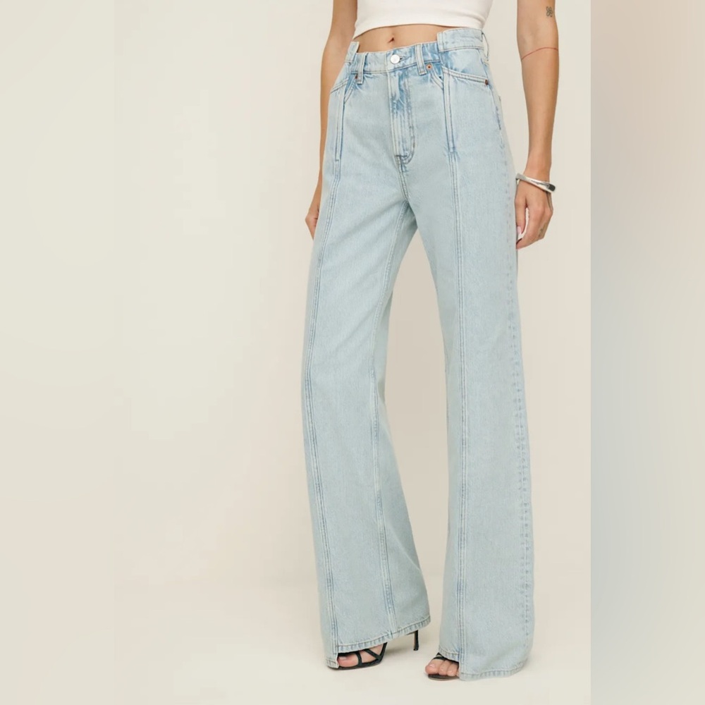 Reformation Cary High Rise Slouchy Wide Leg Jeans Blue - Size 25